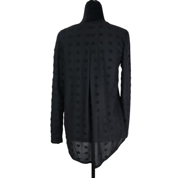 NWT Bobeau Size XS Hearts Semi-Sheer Tunic Blouse Top Black - Picture 2 of 7